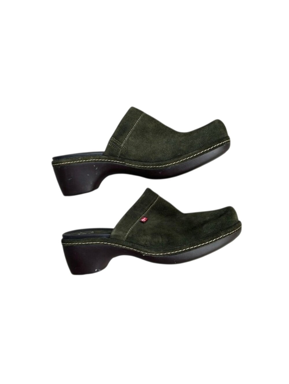 Ecco 39 Suede Slip On Clogs Mules Low Heel Shoes 8-8.5 Like New